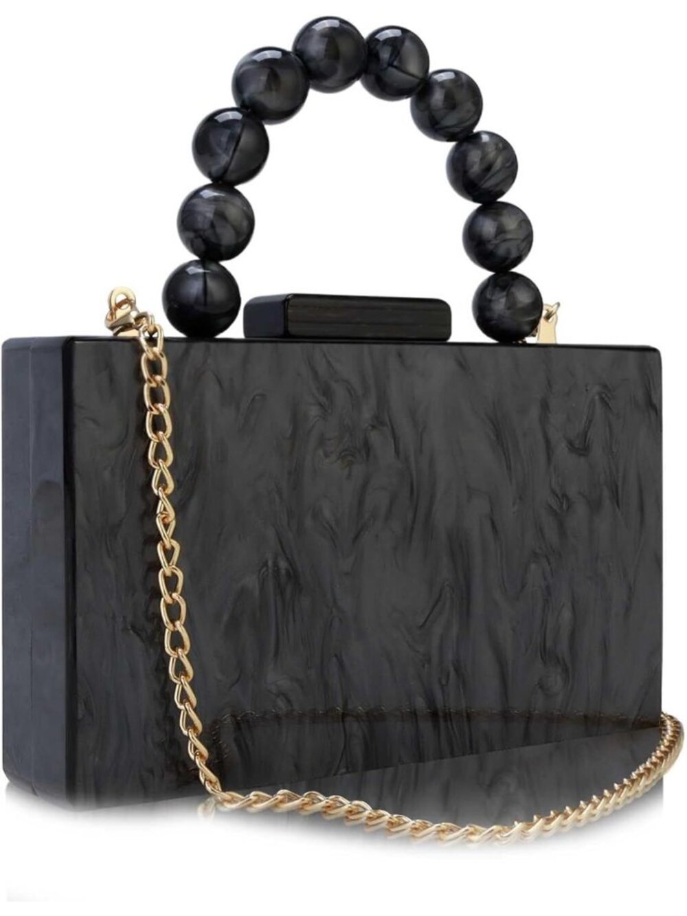 👜Women's Black Crossbody Bag with Pearl Chain Formal Purses with Pearl Chain